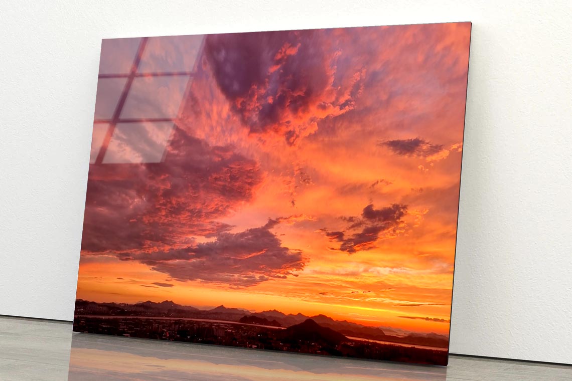 Aerial View Of Dramatic Sky in The Ranch  Acrylic Glass Print Tempered Glass Wall Art 100% Made in Australia Ready to Hang