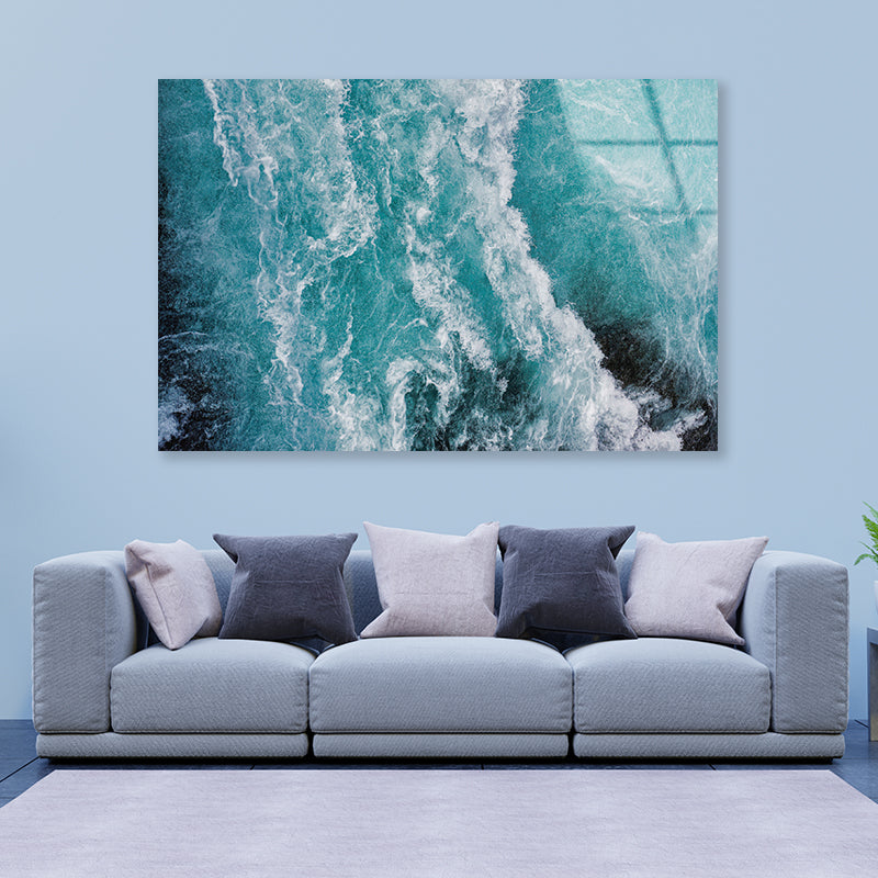 Close-Up of a Wave in the Ocean Acrylic Glass Print Tempered Glass Wall Art 100% Made in Australia Ready to Hang - Bella Home Decor