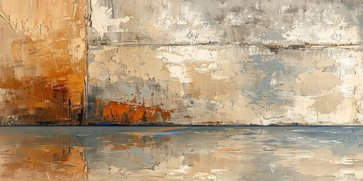 Beige Rust Textured Rustic Horizon Design Wall Art Canvas Office Home Framed 120x60cm