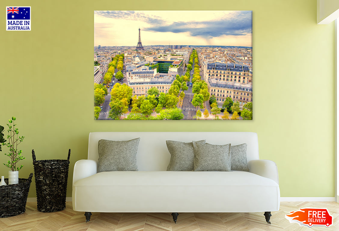 Aerial view of Paris France Print 100% Australian Made