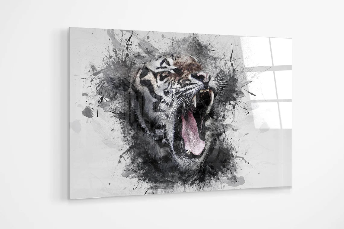 Large Tiger splatter art UV Direct Aluminum Print Australian Made Quality