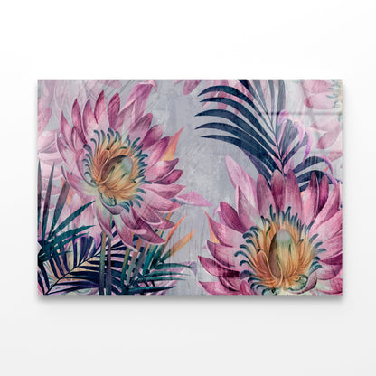 Floral Design Drawing Acrylic Glass Print Tempered Glass Wall Art 100% Made in Australia Ready to Hang - Bella Home Decor