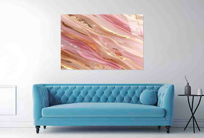 Abstract Pastel Pink Tempered Glass Printing Wall Art Australian Made Quality