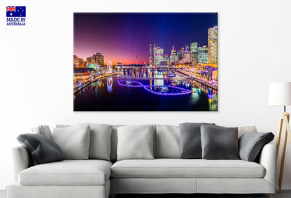 Darling Harbour Vivid Sydney Light Festival Sunset Wall Art Decor 100% Australian Made - Bella Home Decor