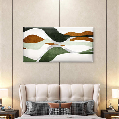 Abstract Green Wavy Curves Wall Art Canvas Office Home Room Framed 120x60cm