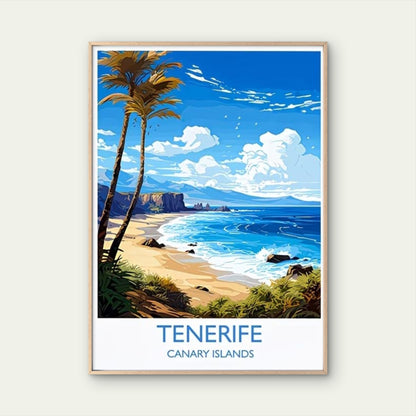 Sunny coastline of beautiful Tenerife Island Travel Poster Print Wall Art - Bella Home Decor