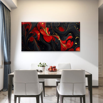 Dynamic Fluid Red Abstract Wall Art Canvas Office Home Room Framed 120x60cm