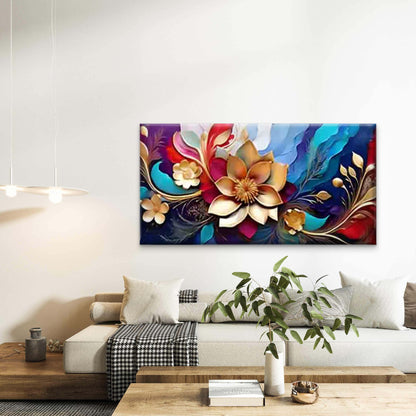 Three-Dimensional Flower Wall Art Canvas Office Home Room Framed 120x60cm - Bella Home Decor