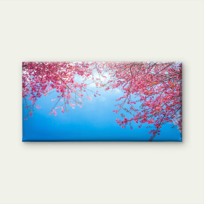 Pink Blossoms Blue Sky Wall Art Canvas Office Home Room Framed 120x60cm