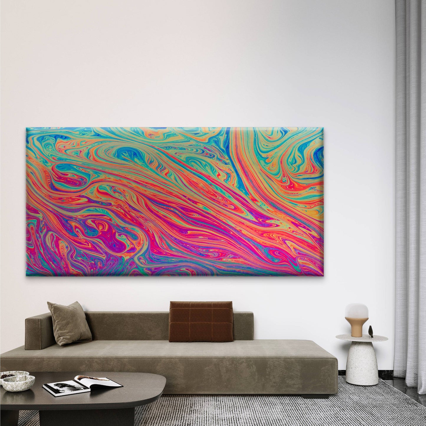 Colorful Psychedelic Abstract Wall Art Canvas Office Home Room Framed 120x60cm