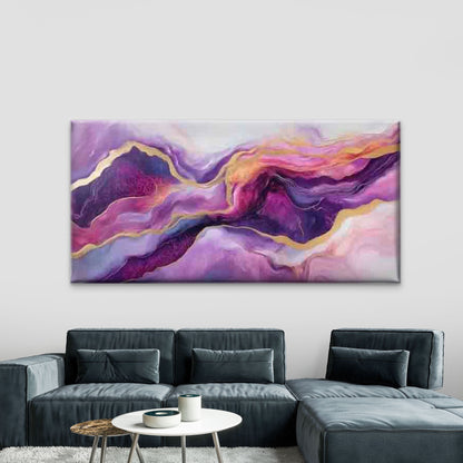Abstract Purple, Blue & Yellow Wall Art Canvas Office Home Room Framed 120x60cm - Bella Home Decor