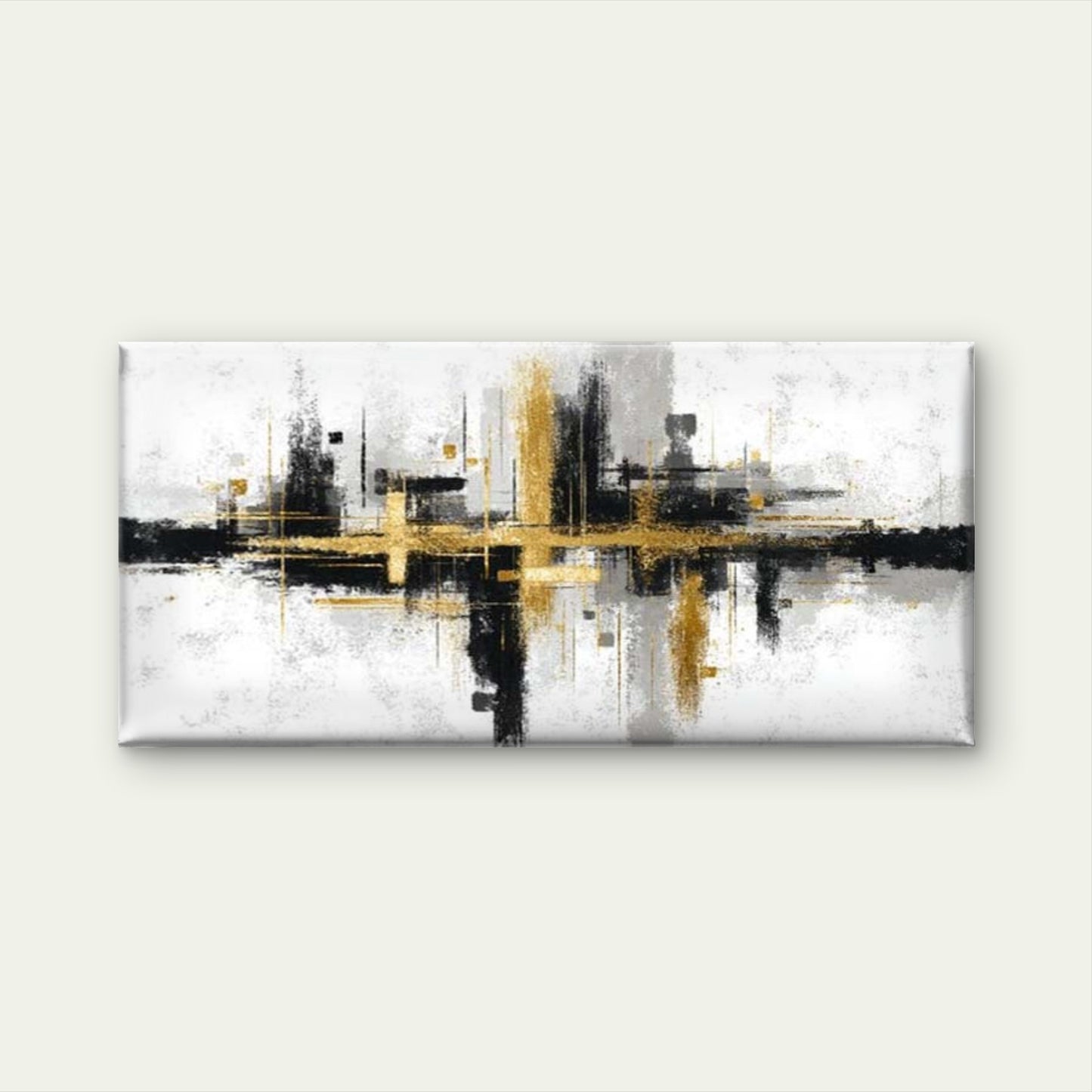 Gold and Black Geometric Wall Art Canvas Office Home Room Framed 120x60cm - Bella Home Decor