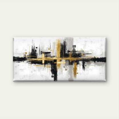 Gold and Black Geometric Wall Art Canvas Office Home Room Framed 120x60cm - Bella Home Decor