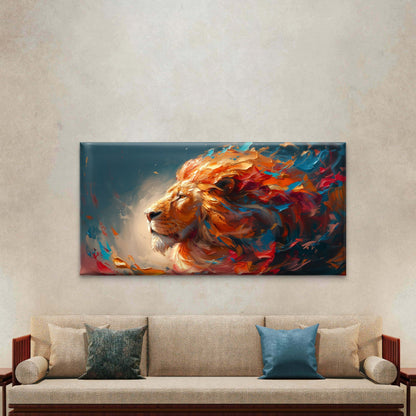 Majestic Lion In Vibrant Colors Wall Art Canvas Office Home Room Framed 120x60cm