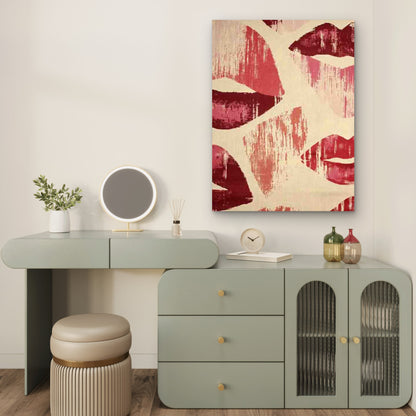 Vintage Kiss Art Bold Red Lips Design 40x60cm Metal Print Ready to Hang - Bella Home Decor