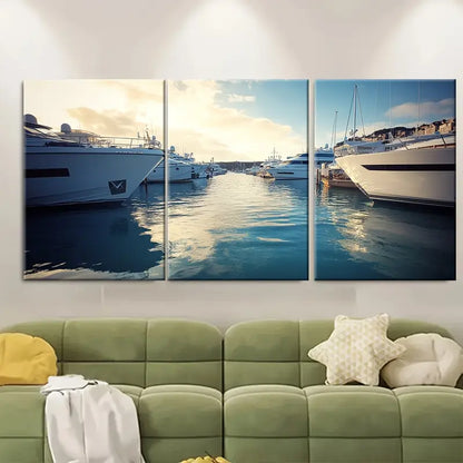 3pcs Salcombe Harbor Print Metal Print Ready to Hang Art