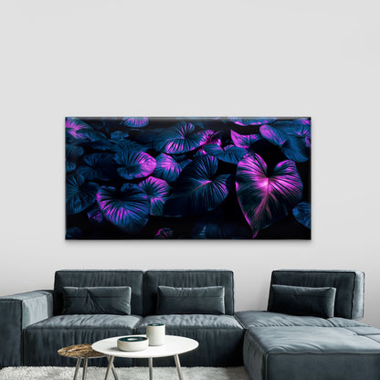 Lush Foliage With Electric Glow Wall Art Canvas Office Home Room Framed 120x60cm