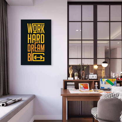 Work Hard Dream Big Gym Fitness Motivational Typography 5mm thick Plastic Poster Ready to Hang 90x60cm