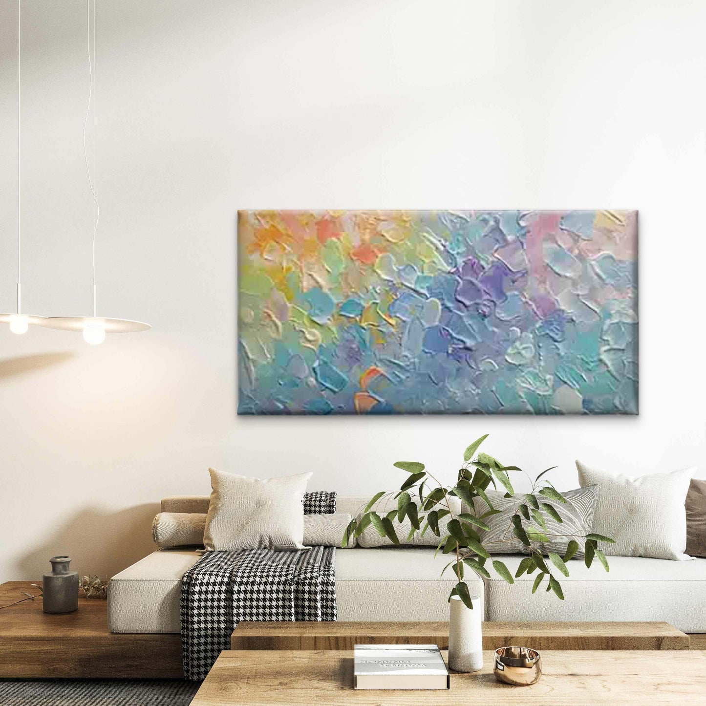 Modern Abstract Brushstroke Wall Art Canvas Office Home Room Framed 120x60cm - Bella Home Decor