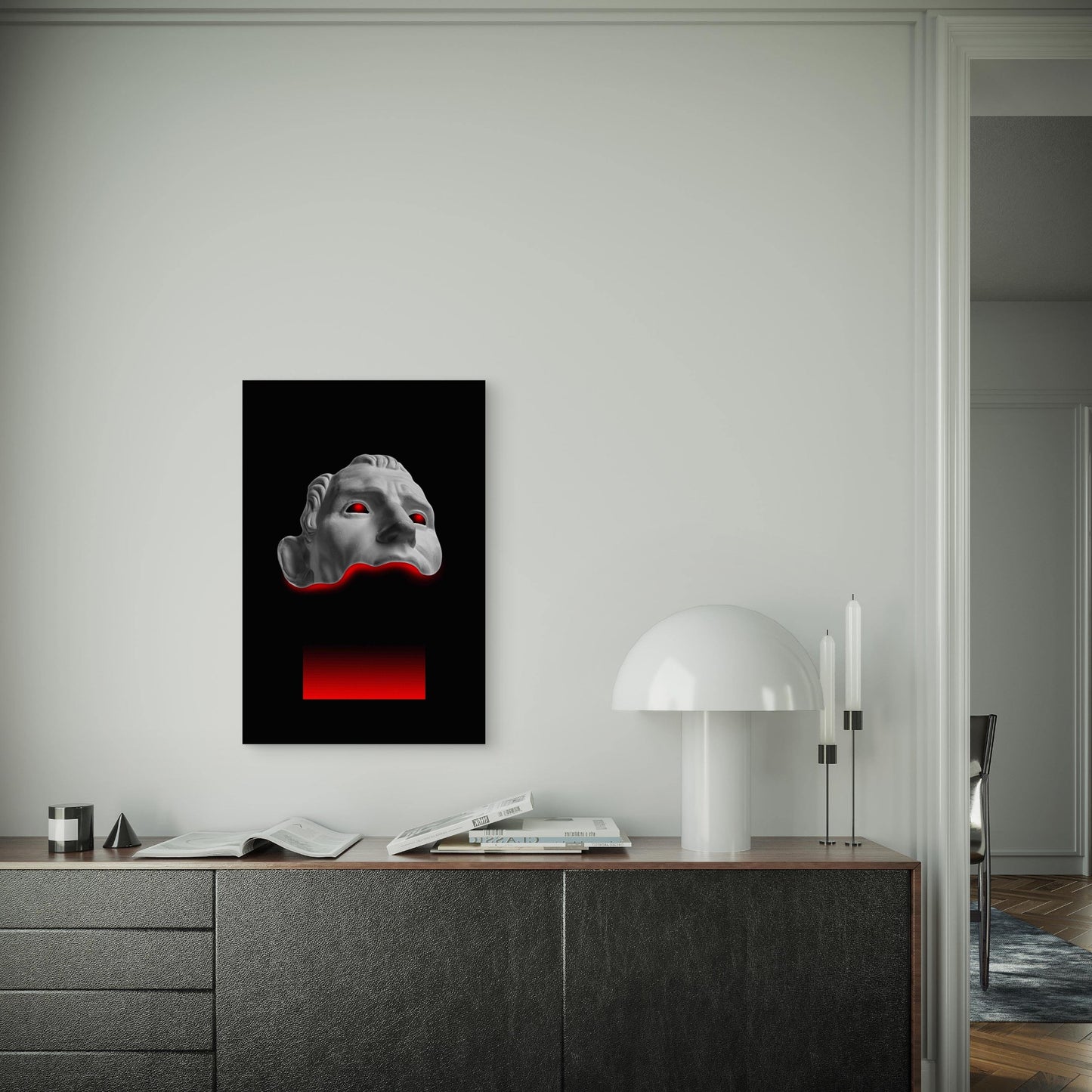 Antique Sculpture Human Face Surreal Collage 60x90cm Metal Print Ready to Hang