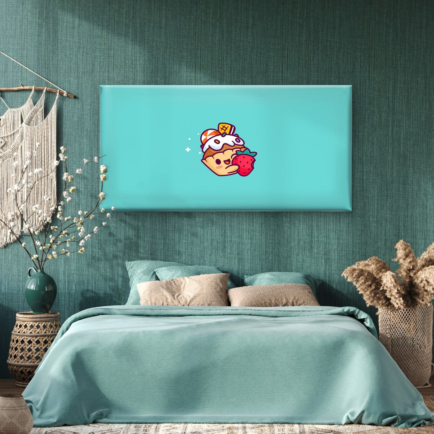 Cute Dessert Frosted Cupcake Wall Art Canvas Office Home Room Framed 120x60cm