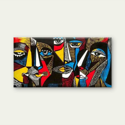 Modern Abstract Faces Wall Art Canvas Office Home Room Framed 120x60cm - Bella Home Decor
