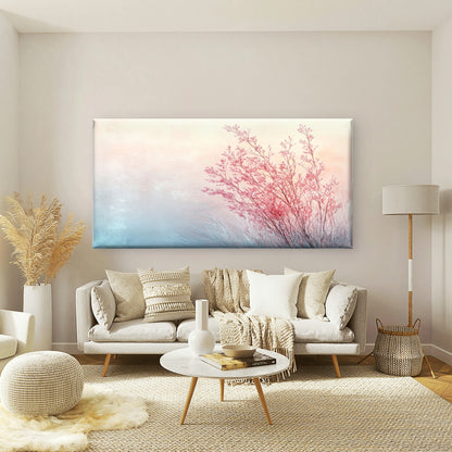Pink Blossoms In Winter Light Wall Art Canvas Office Home Room Framed 120x60cm