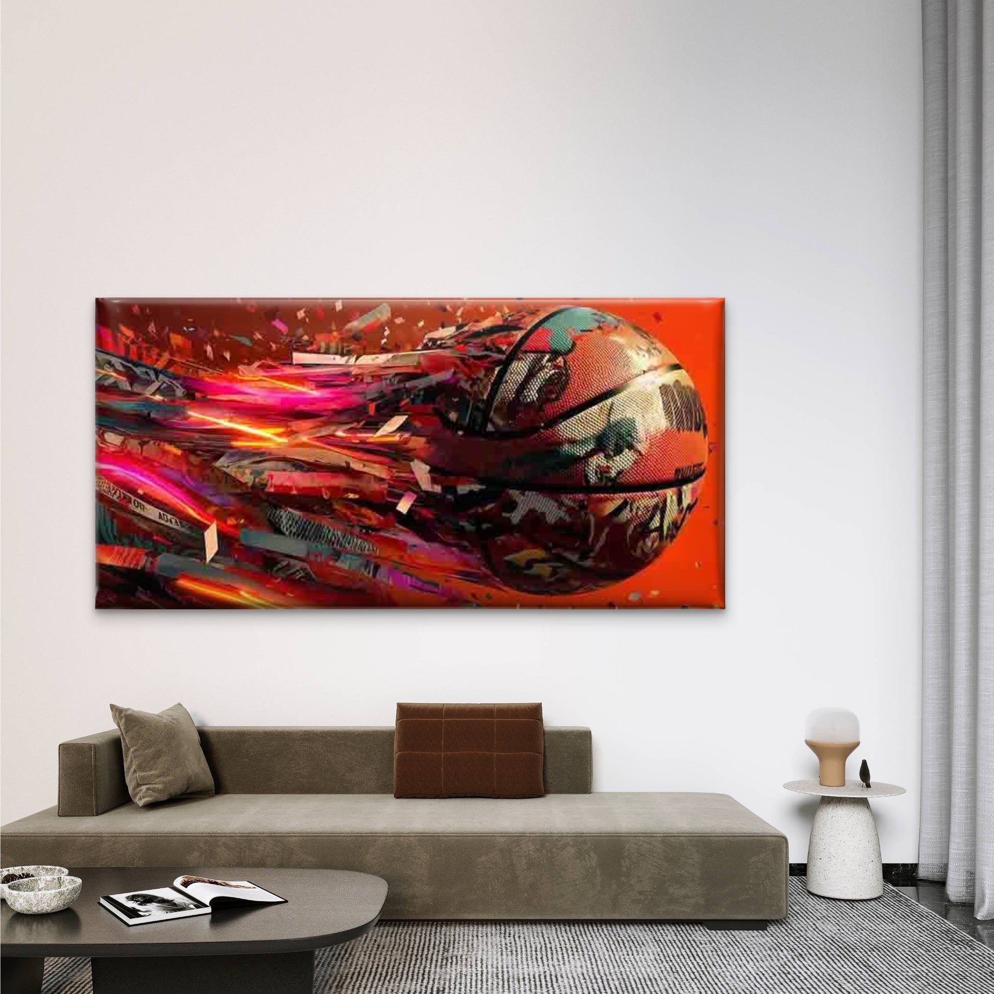 Abstract Basketball Explosion Wall Art Canvas Office Home Room Framed 120x60cm - Bella Home Decor