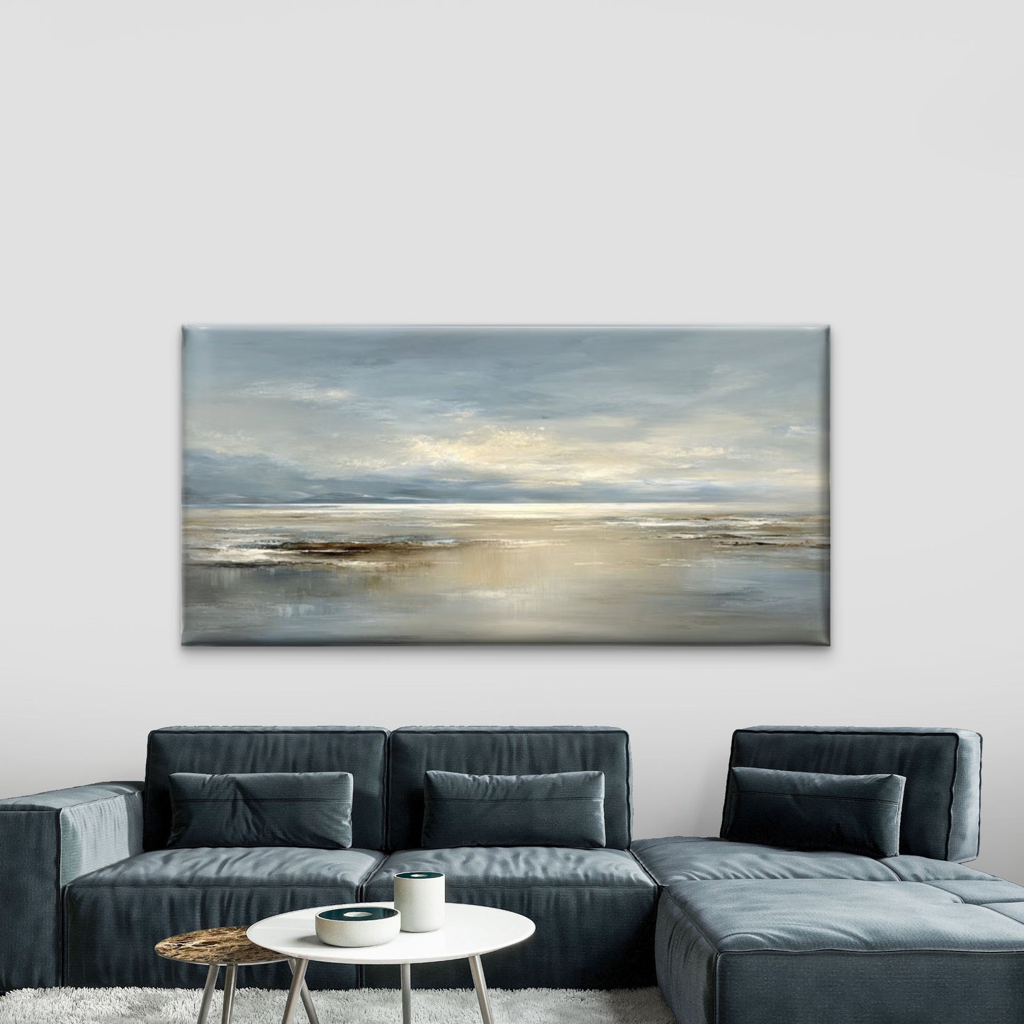Abstract Seascape Painting Wall Art Canvas Office Home Room Framed 120x60cm
