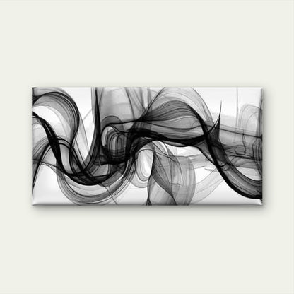 Abstract Black Smoke Wall Art Canvas Office Home Room Framed 120x60cm - Bella Home Decor