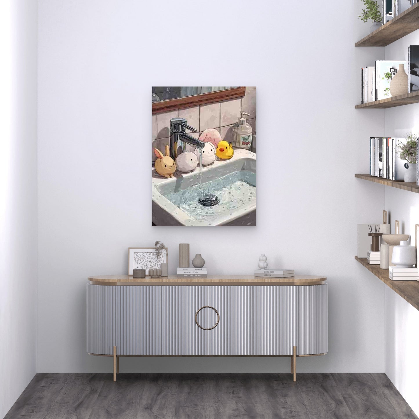 Wash Your Hands Cute Animal Design Metal Print Ready to Hang