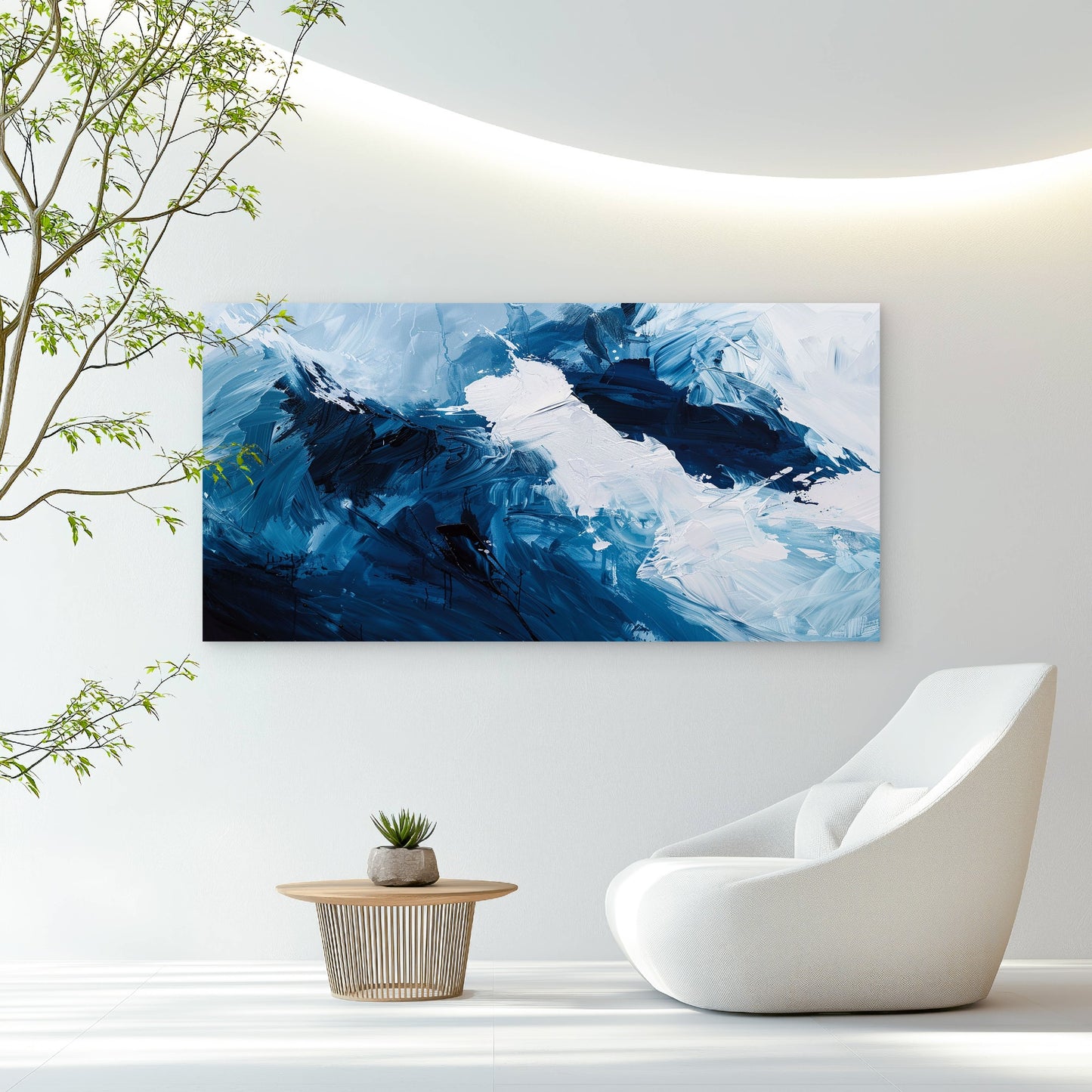 Blue Ocean Wave Painting Wall Art Canvas Office Home Room Framed 120x60cm