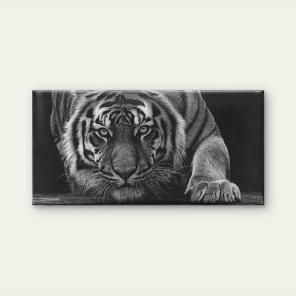 Tiger Striking Gaze Wall Art Canvas Office Home Room Framed 120x60cm
