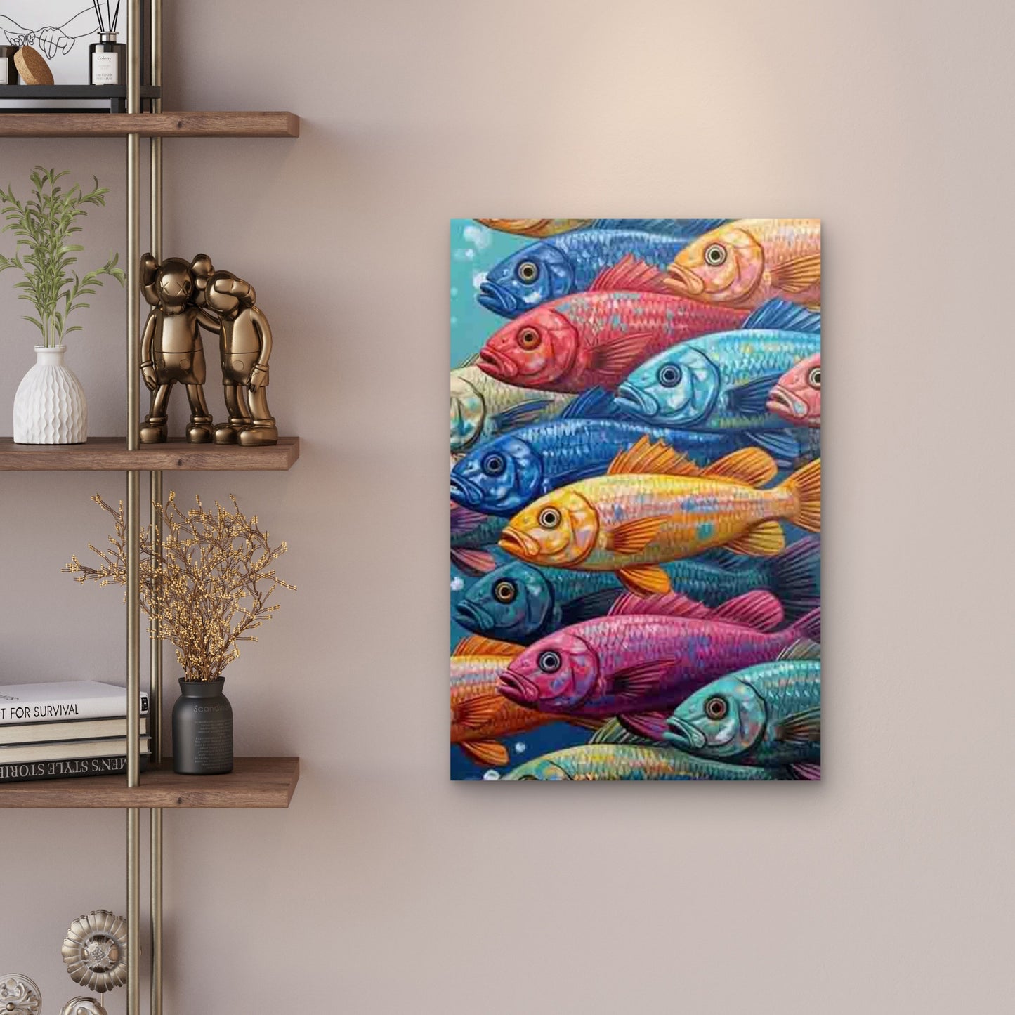 Colorful School of Fish Metal Print Ready to Hang