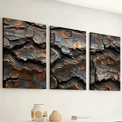 3pcs Modern Art Style Abstract Tree Exterior Texture Art Wall Art Set Canvas Unframed - High Quality Print 100% Australian Made Wall Canvas