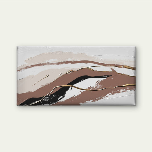 Abstract Beige Brown Gold Wall Art Canvas Office Home Room Framed 120x60cm