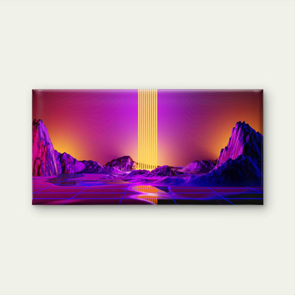Abstract Retro 80s Landscape Wall Art Canvas Office Home Room Framed 120x60cm - Bella Home Decor
