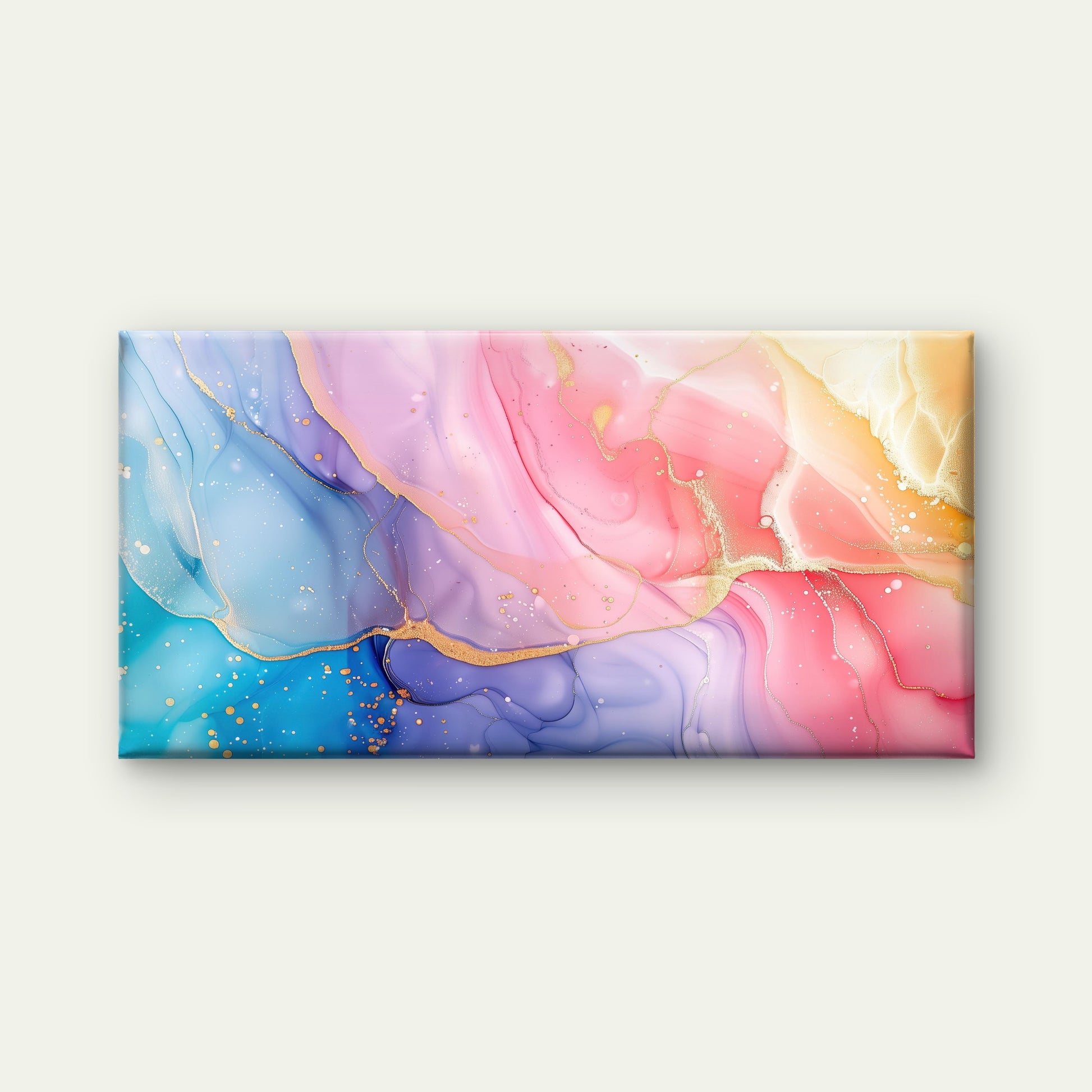 Golden River Through Pastel Wall Art Canvas Office Home Room Framed 120x60cm - Bella Home Decor