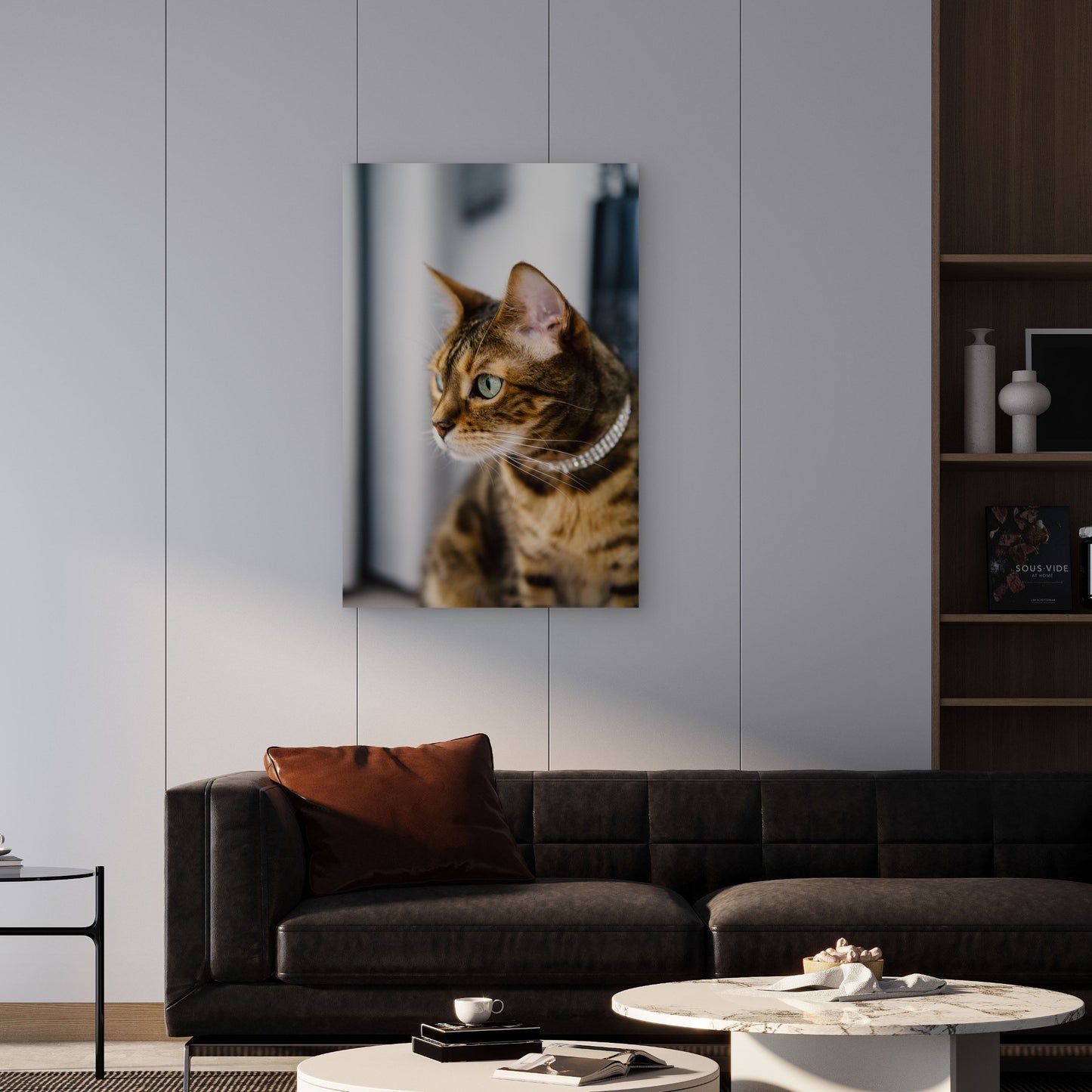 Close Up Cat Looking Away 60x90cm Metal Print Ready to Hang
