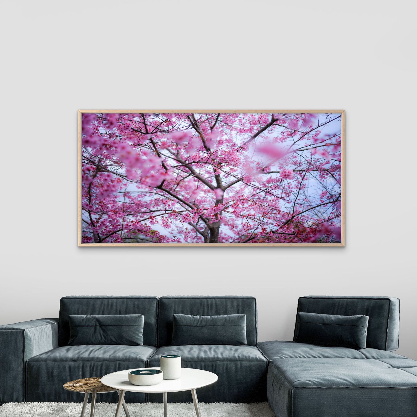 Pink Cherry Blossom Tree Wall Art Canvas Office Home Room Framed 120x60cm