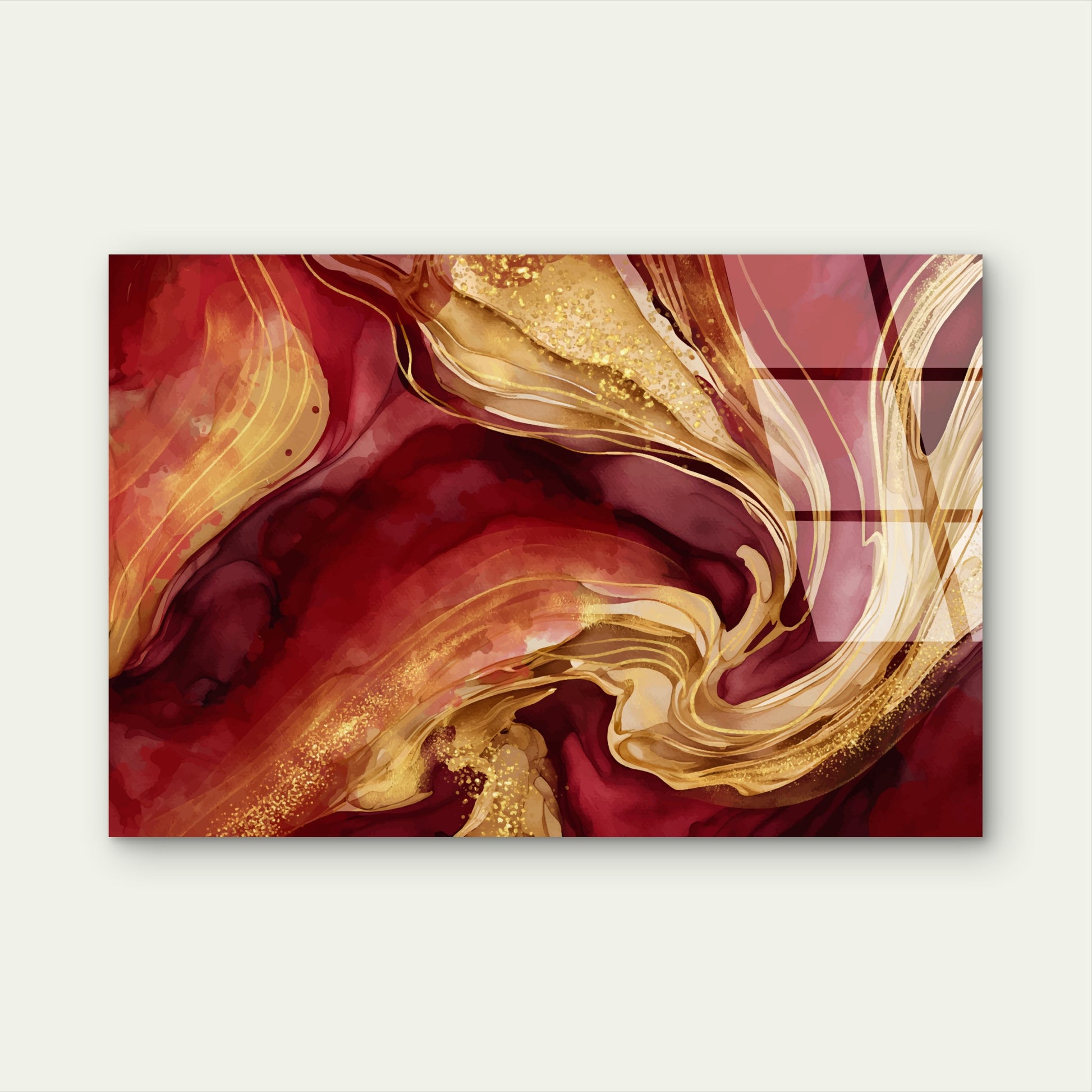 Abstract Red Wine Gold Fluid Alcohol Acrylic Glass Printing Wall Art Australian Made Quality