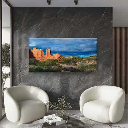 Cloudy Blue Sky Tatacoa Desert Wall Art Canvas Office Home Room Framed 120x60cm - Bella Home Decor