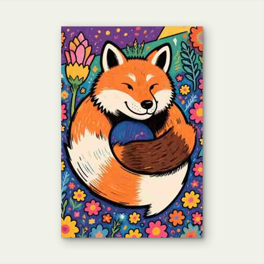 Fox-Themed Abstract Art Style 60x90cm Metal Print Ready to Hang