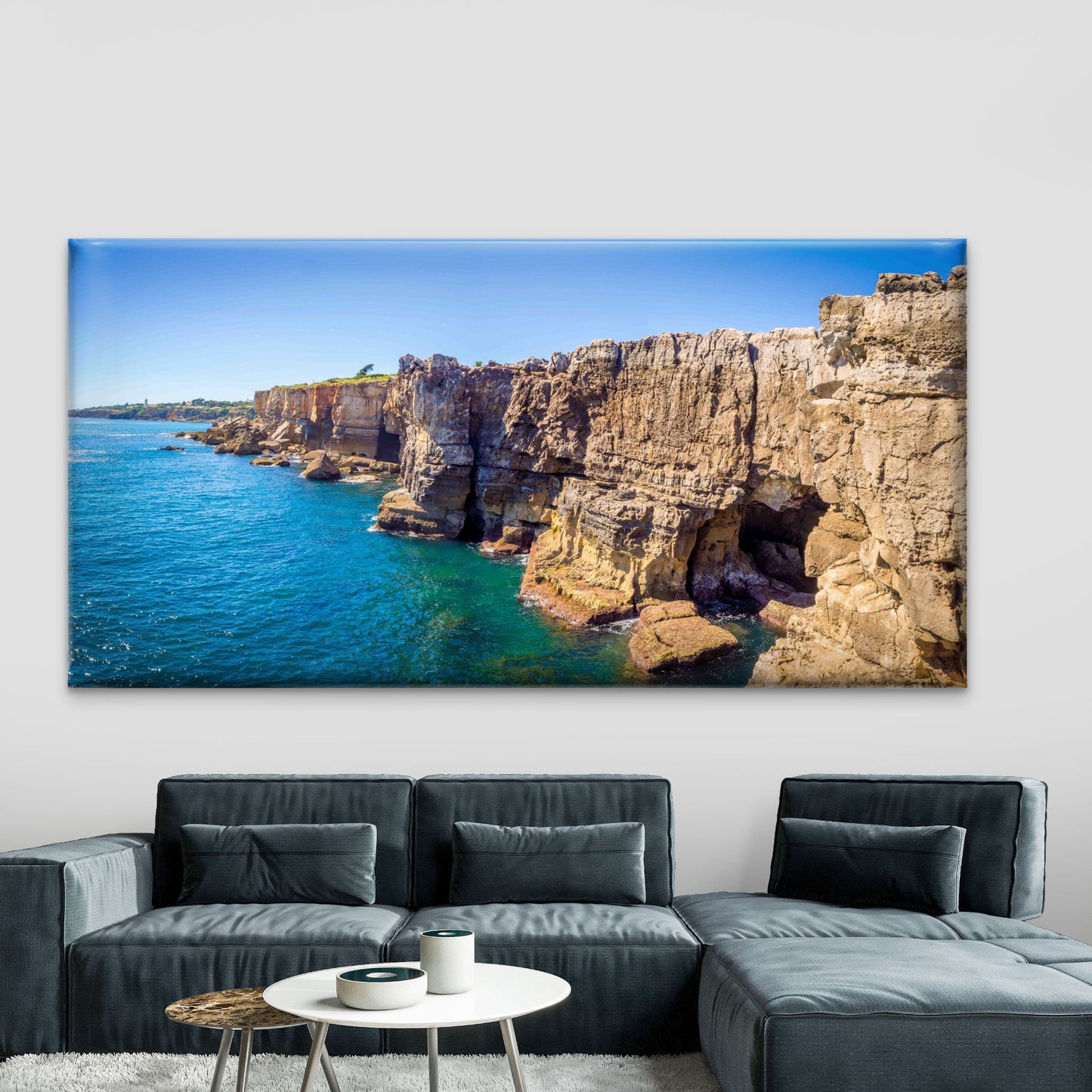 Boca Do Inferno at Cascais, Wall Art Canvas Office Home Room Framed 120x60cm
