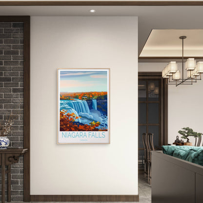 Niagara Falls in Canada, Trees in Autum Travel Poster Print Wall Art
