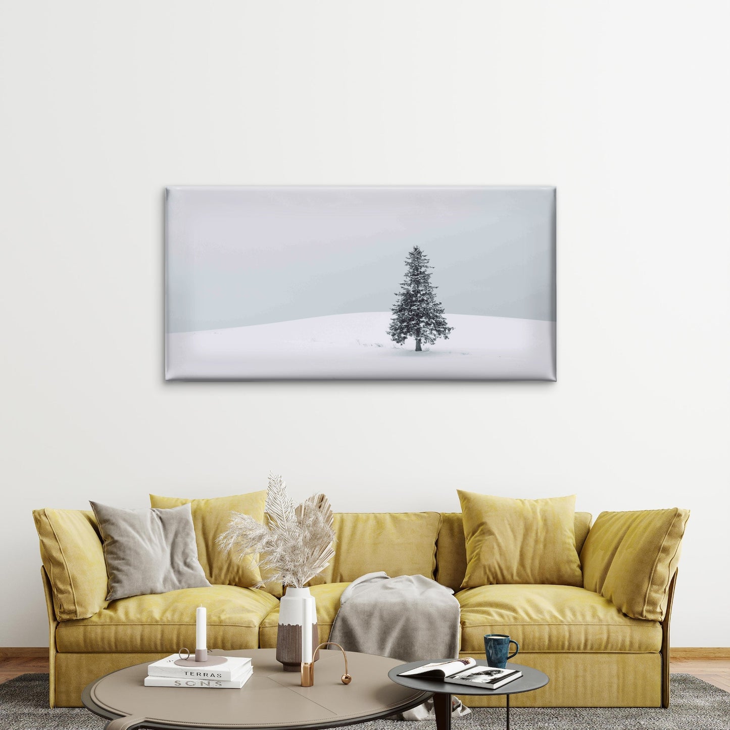 Winter Silence Embracing Wall Art Canvas Office Home Room Framed 120x60cm