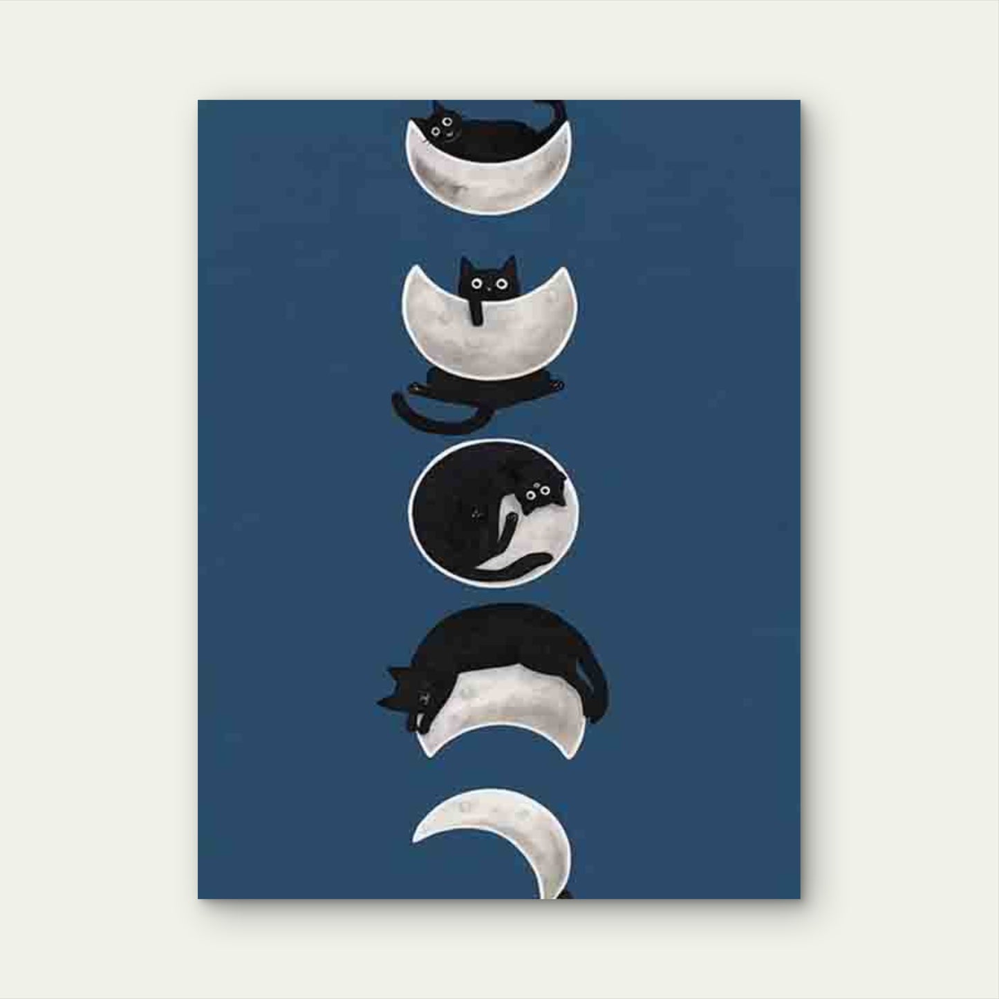 Retro Cat With The Moon Phases 40x60cm Metal Print Ready to Hang - Bella Home Decor