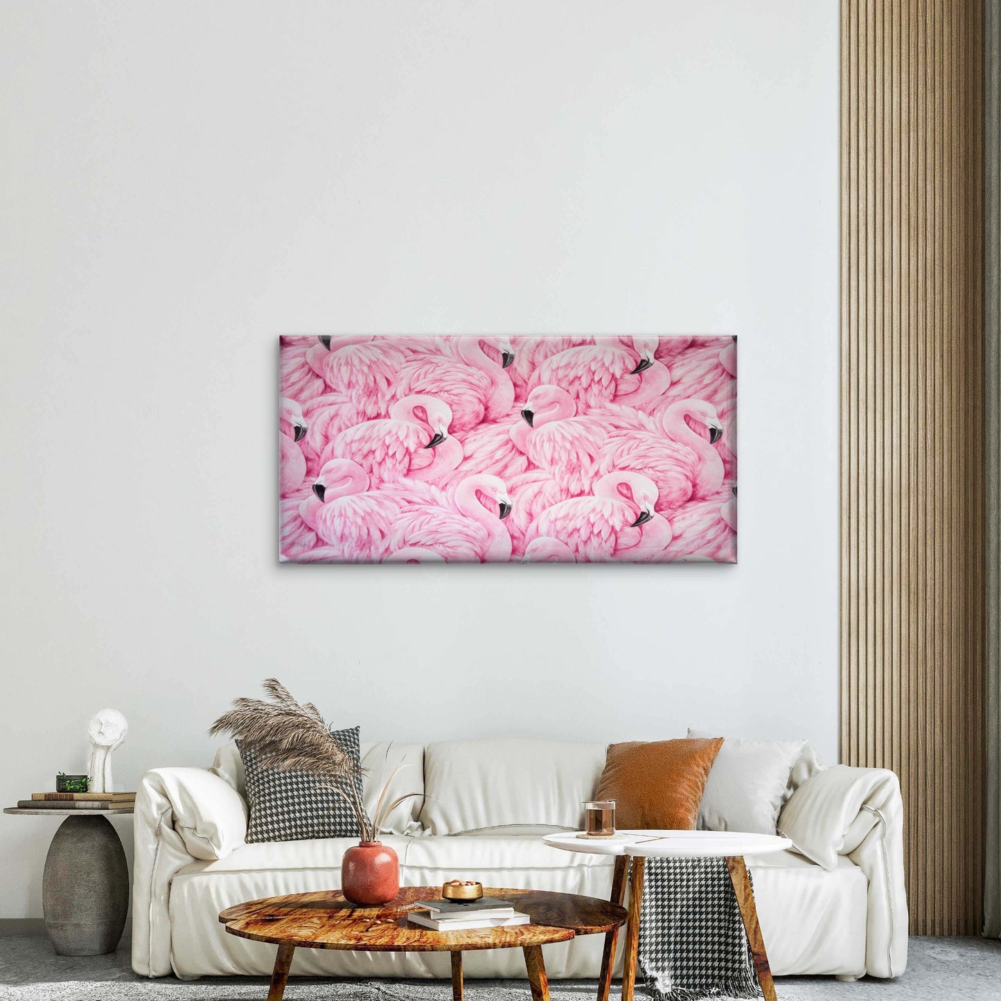 Pink Flamingos Pattern Exotic Wall Art Canvas Office Home Room Framed 120x60cm