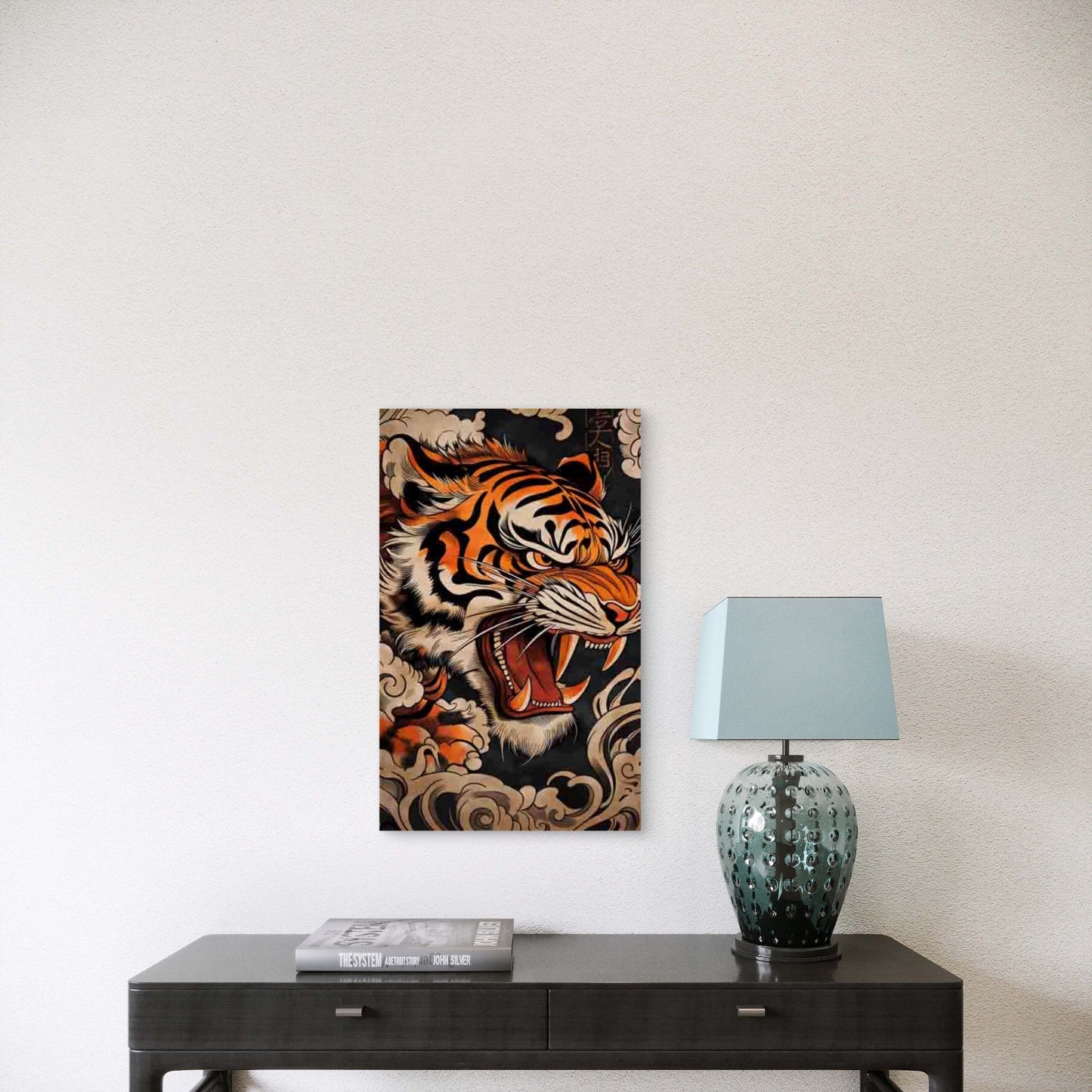 Tiger And Cloud Pattern Metal Print Ready to Hang