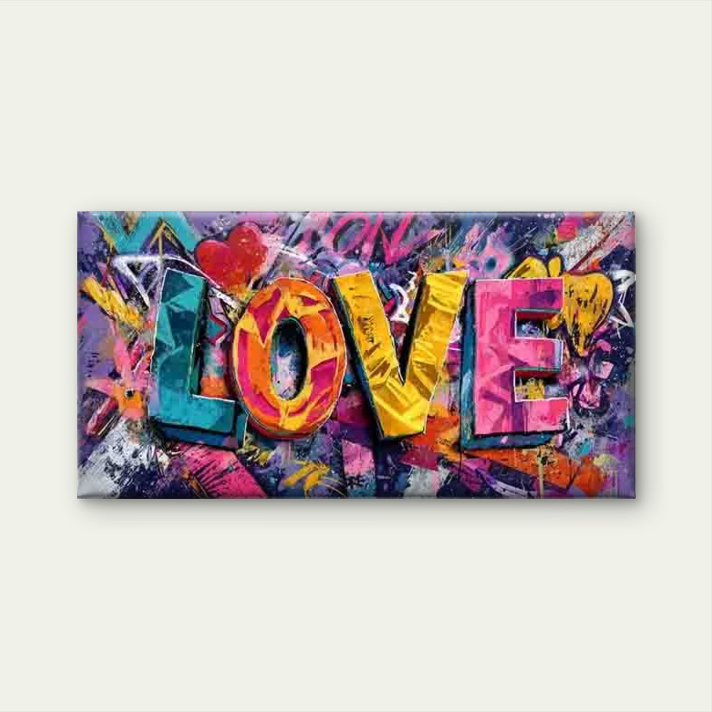 Colorful Graffiti LOVE Text Wall Art Canvas Office Home Room Framed 120x60cm